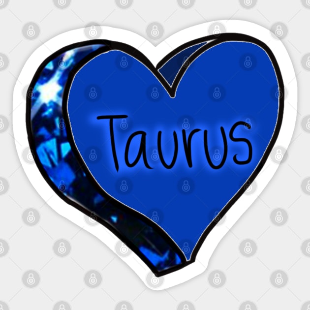 Taurus Star Sign Sapphire Love Heart Sticker by ROLLIE MC SCROLLIE